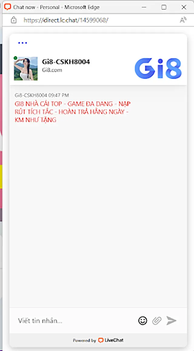 Chat trực tiếp với chăm sóc khách hàng của Gi8